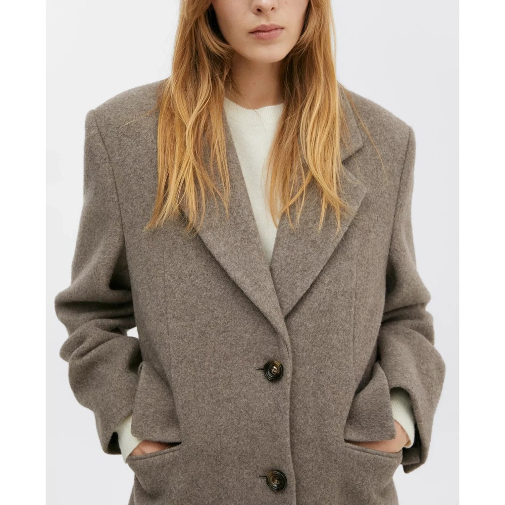 MANGO MNG Women's Wool Overcoat Medium Brown Size XS NEW - Picture 4 of 8